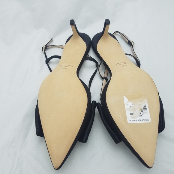 Kate spade satin slingback heels 10 black - Picture 3 of 4